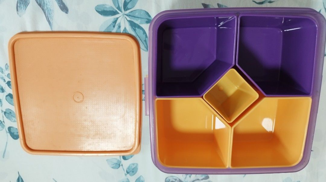 Purple and Orange Bento Lunch Box with Lid