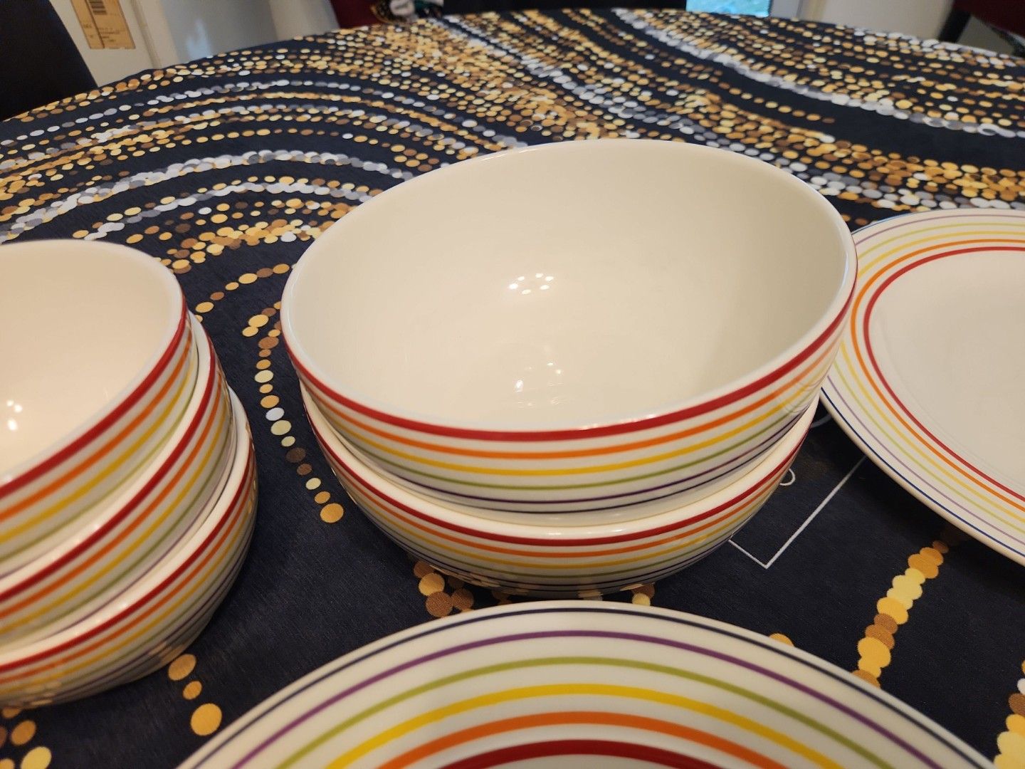 Rainbow Striped Ceramic Dinnerware Set - Plates and Bowls506401955870167044