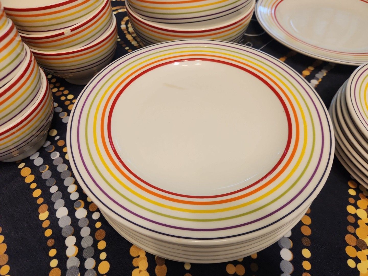 Rainbow Striped Ceramic Dinnerware Set - Plates and Bowls506401955870167041