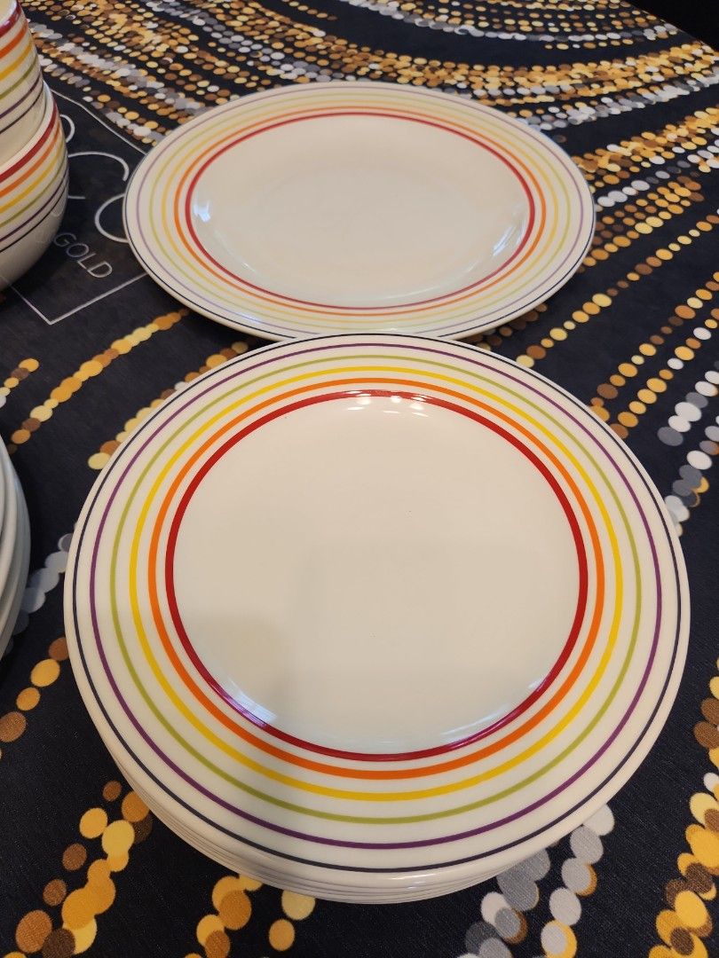 Rainbow Striped Ceramic Dinnerware Set - Plates and Bowls506401955870167042