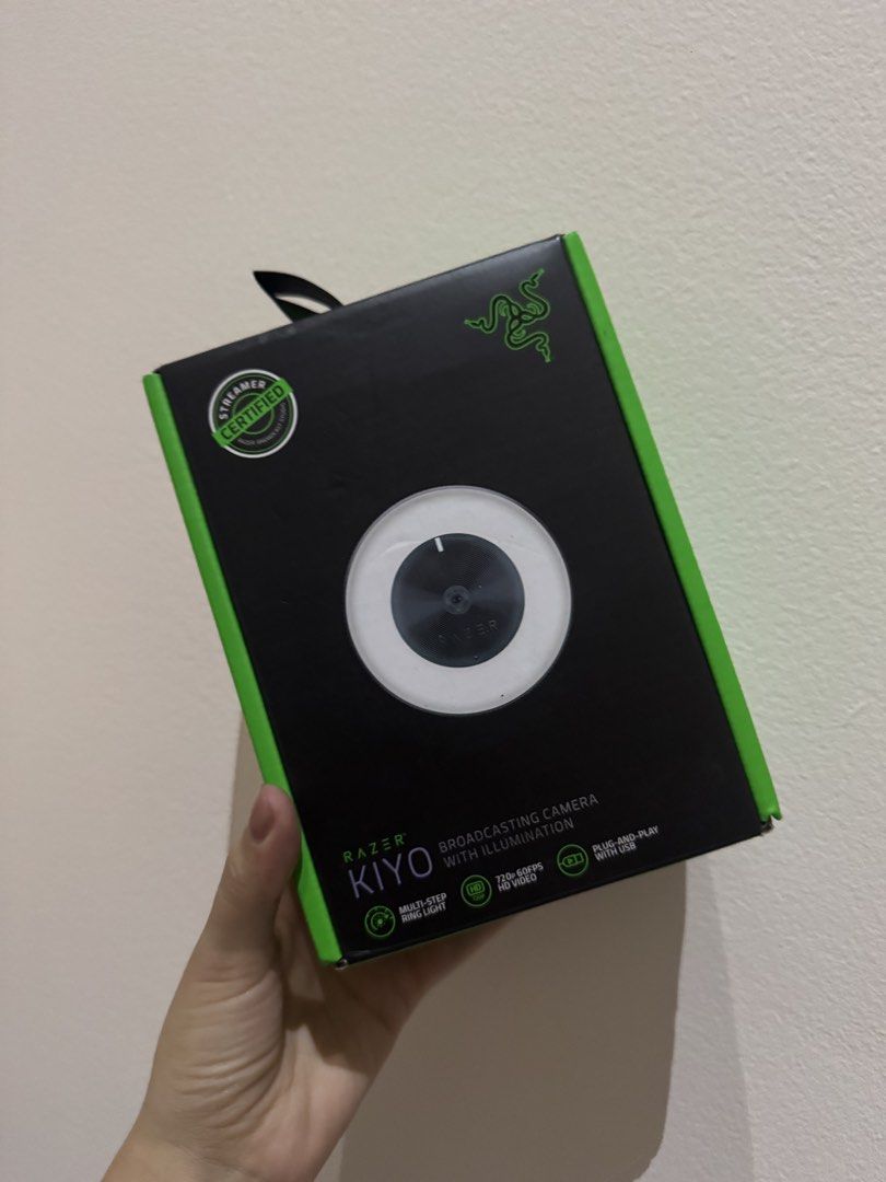 Razer Kiyo Broadcasting Camera with Ring Light (Category: Webcams) located in Makati City. Submitted by fast_preloveditemsforsale (Listing ID 1449068194, Image 1). Description: - Razer Kiyo Webcam - Very good condition like NEW - Built-in multi-step ring light with adjustable brightness - Plug and play via USB for easy setup - Perfect for streaming and video calls (I also have other streaming items like sound mixer, ring light, mic etc, message m