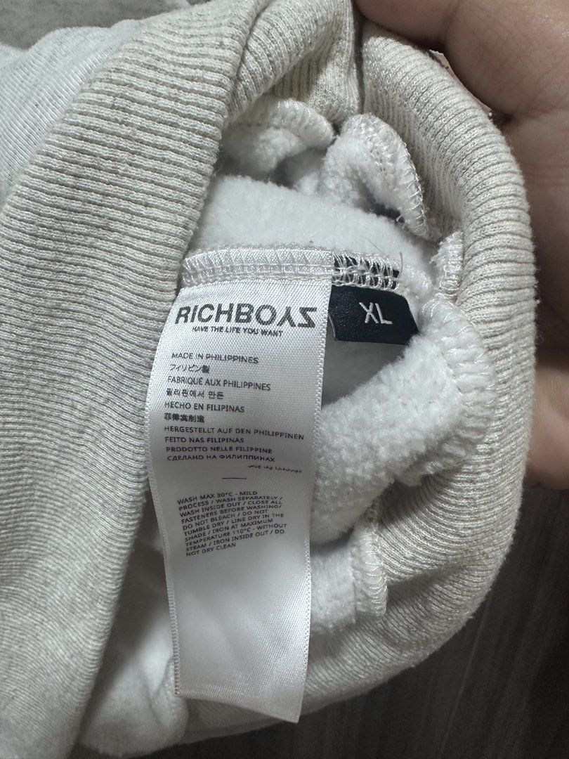RICHBOYZ BOX HOODIE XL - MARBLE (Category: Coats, Jackets and Outerwear) located in Las Pinas. Submitted by tkrqt (Listing ID 1448981548, Image 3). Description: Richboyz Box Hoodie - Marble Size XL used 5x only issue: minor stains (see photos) barely noticeable selling for 2,200 still nego if sure buyer rfs: not using anymore and need funds loc: las piñas can do sdd via lalamove (buyer's expense).