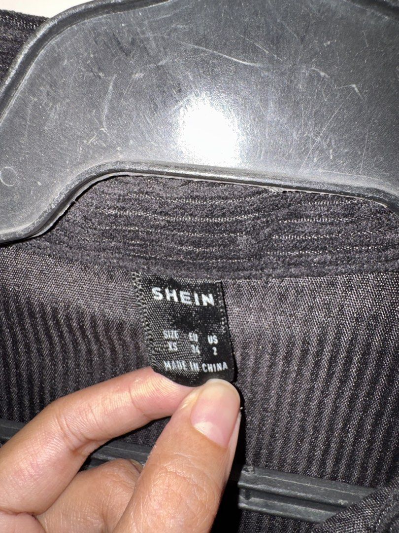 SHEIN Corduroy Button-Up Shirt (Category: Tshirts & Polo Shirts ) located in Quezon City. Submitted by weeklydeclutter (Listing ID 1449056534, Image 2). Description: - Dark grey corduroy shirt from SHEIN - Long sleeves with button cuffs - Single chest pocket - Button-up front - Relaxed fit - Ideal for layering or wearing solo l- 26.5 w-20.5.