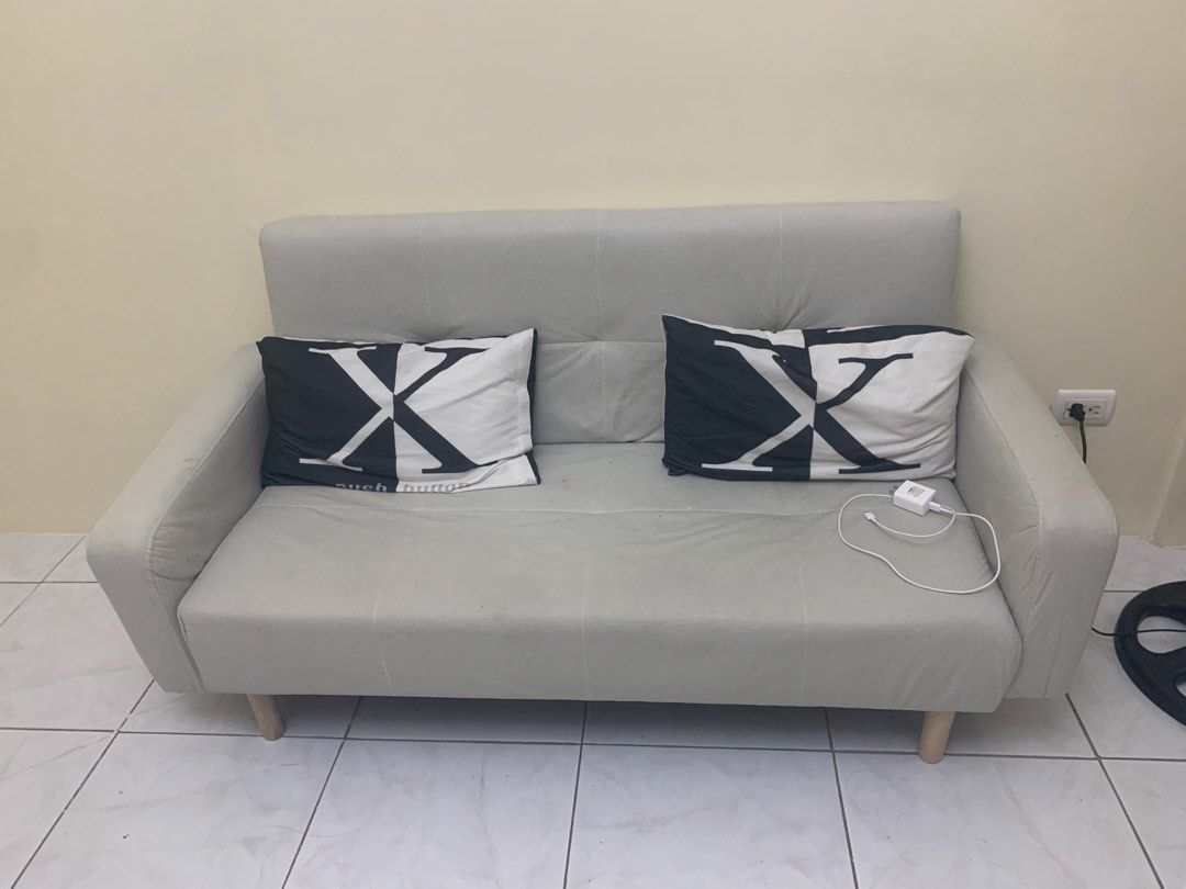 Sofa Bed (Category: Sofas) located in Taguig. Submitted by albie18mr (Listing ID 1449055102, Image 1). Description: 140 cm x 60cm/100 cm x 75 cm Sofa bed barely used. 2 months old. Rfs: Change to a new one.