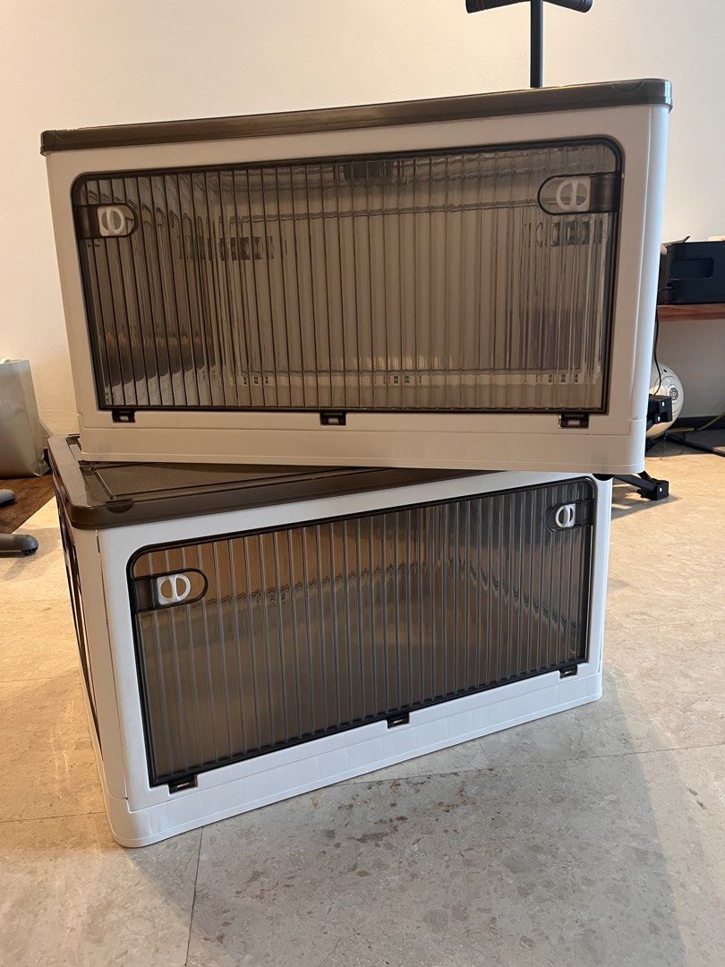 Stackable Storage Boxes with Doors (Set of 2)