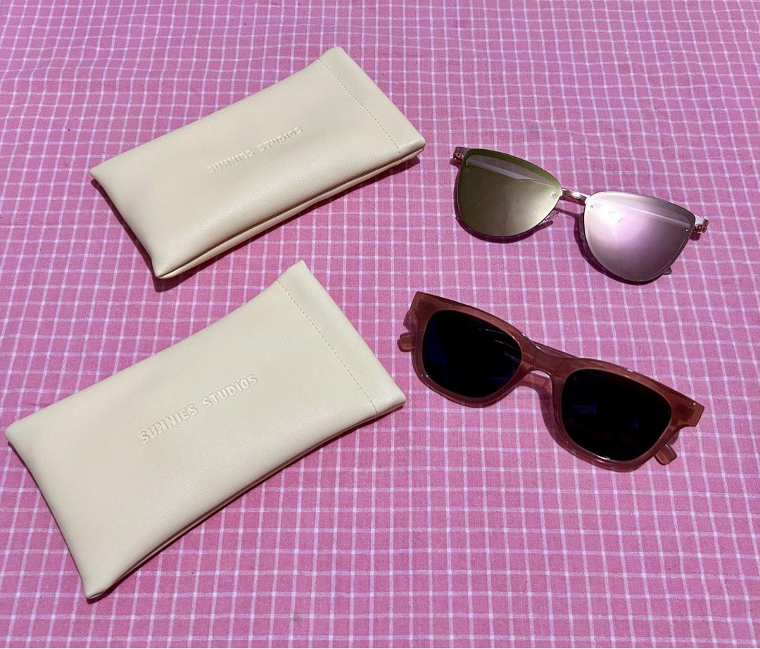 Sunnies Studios Sunglasses (Category: Sunglasses & Eyewear) located in Quezon City. Submitted by ellevt (Listing ID 1449105347, Image 2). Description: - Two pairs of Sunnies Studios sunglasses (Theo in Sable & Malibu in Rosewater) - Both come with original soft pouches, no cleaning cloth - In good condition, barely used - get both for ₱700 .