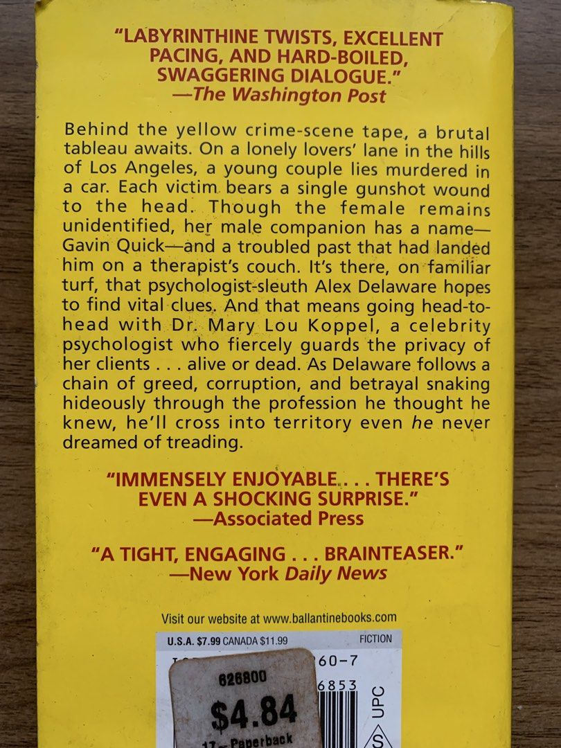 Therapy • Jonathan Kellerman (Category: Storybooks) located in Paranaque City. Submitted by thingsofold (Listing ID 1448947338, Image 2). Description: “Twisted” author. Alex Delaware Novel (psychological thriller) .