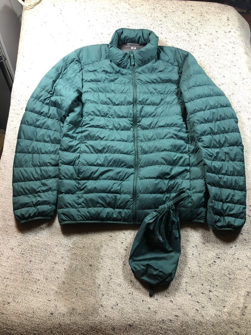 UNIQLO Ultra Light Down Jacket Green Size Men's Medium (Category: Coats, Jackets and Outerwear) located in Santa Rosa. Submitted by sergids (Listing ID 1449056712, Image 3). Description: UNIQLO Ultra Light Down Jacket Green Size Men's Medium Great condition. Check fitting tops to ensure this fits you. Dimensions below are exact measurements, see pics as well for comparison. 9/10 Condition and Colorway Dimensions: Check pic slide for actual size a
