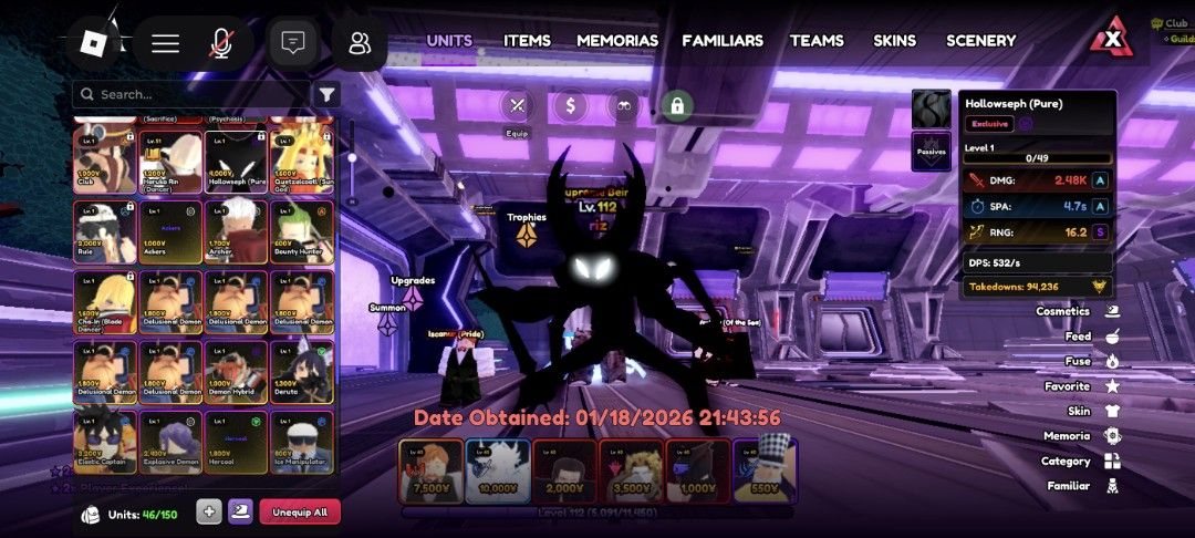 UNIT FOR SALE! Hollowseph (Pure) Roblox Unit - Level 1 (Category: In-Game Products) located in Kuala Lumpur. Submitted by mabad123 (Listing ID 1448956504, Image 1). Description: - Roblox Hellonaph (Pure) unit - Level: 1 - Stats: 2482 DMG, 4.7k ATK, 16.2 SPD - Obtained: January 16, 2026 - Ideal for Roblox collectors! -Tng only! -Trusted! No scam -Just Chat Me! .
