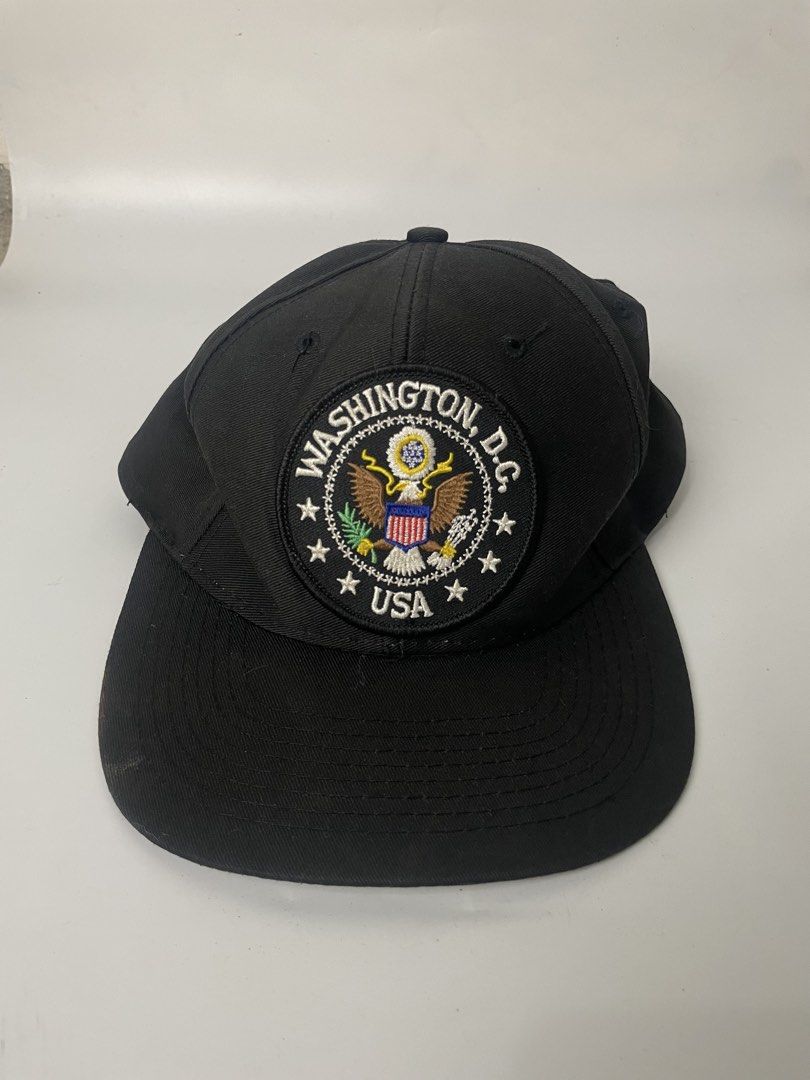 Vintage Cap Black Washington D.C. USA Embroidered Patch Snapback Cap (Category: Caps & Hats) located in Manila. Submitted by rdtp2 (Listing ID 1448943835, Image 1). Description: issue may kalawang lang and need pa hulma.