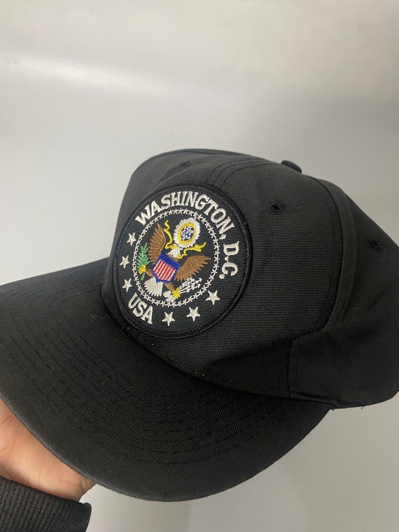 Vintage Cap Black Washington D.C. USA Embroidered Patch Snapback Cap (Category: Caps & Hats) located in Manila. Submitted by rdtp2 (Listing ID 1448943835, Image 3). Description: issue may kalawang lang and need pa hulma.