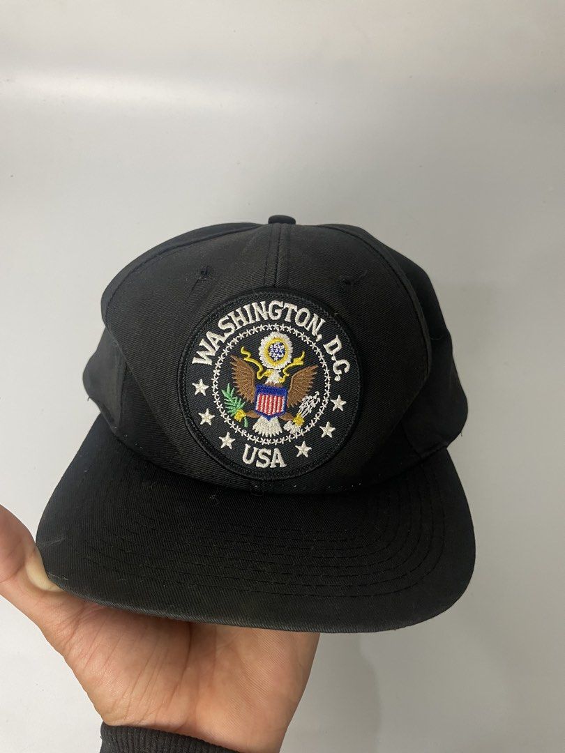 Vintage Cap Black Washington D.C. USA Embroidered Patch Snapback Cap (Category: Caps & Hats) located in Manila. Submitted by rdtp2 (Listing ID 1448943835, Image 2). Description: issue may kalawang lang and need pa hulma.