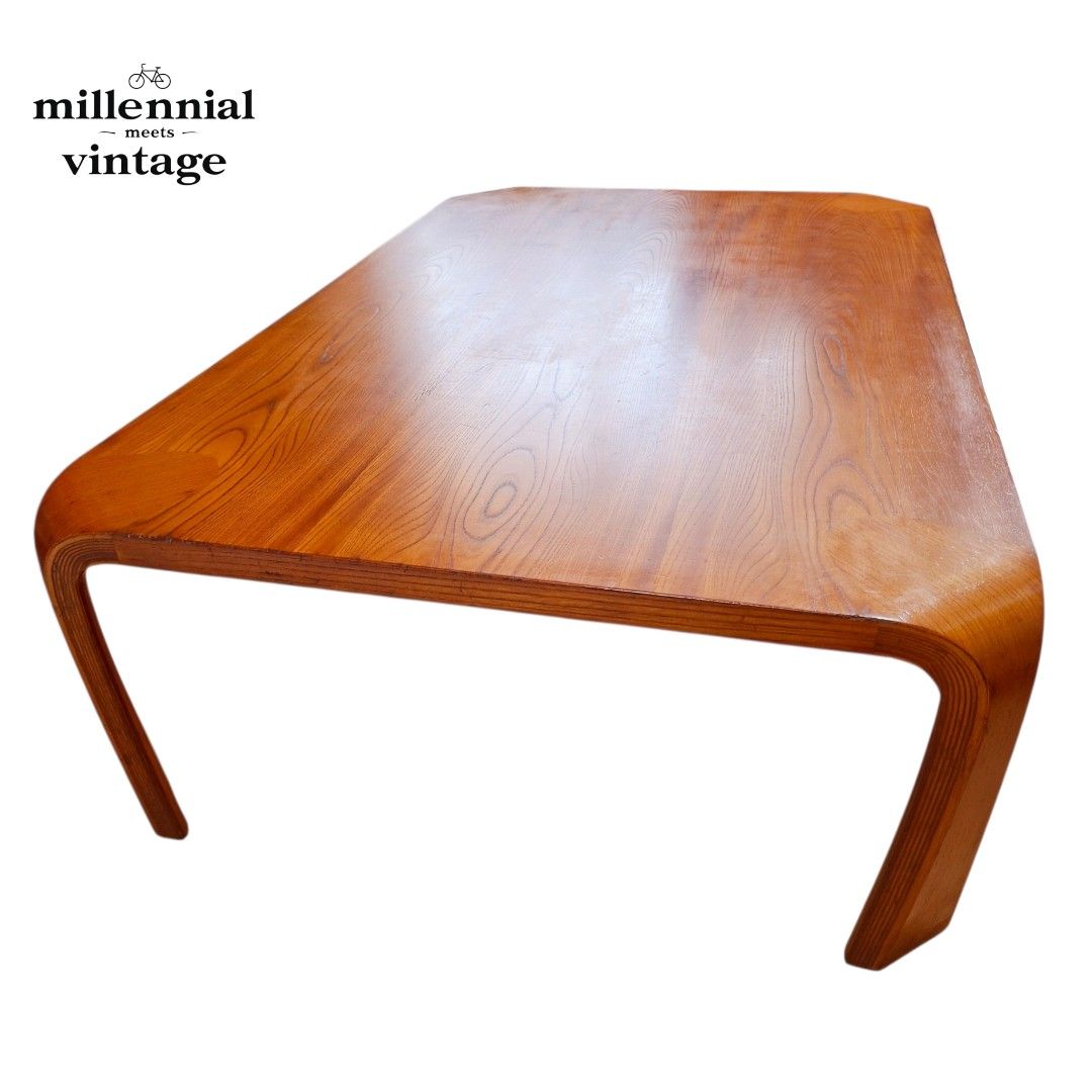 Vintage Tendo Mokko Low coffee table (Category: Tables & Sets) located in Dasmarinas. Submitted by millennialmeetsvintage (Listing ID 1448983947, Image 3). Description: A beautifully crafted vintage Tendo Mokko low table featuring the brand's signature bentwood design and clean, minimalist silhouette. Made in Japan, this timeless piece showcases a warm wood grain that complements both mid-century modern and Japandi interiors. Condition: • Structu