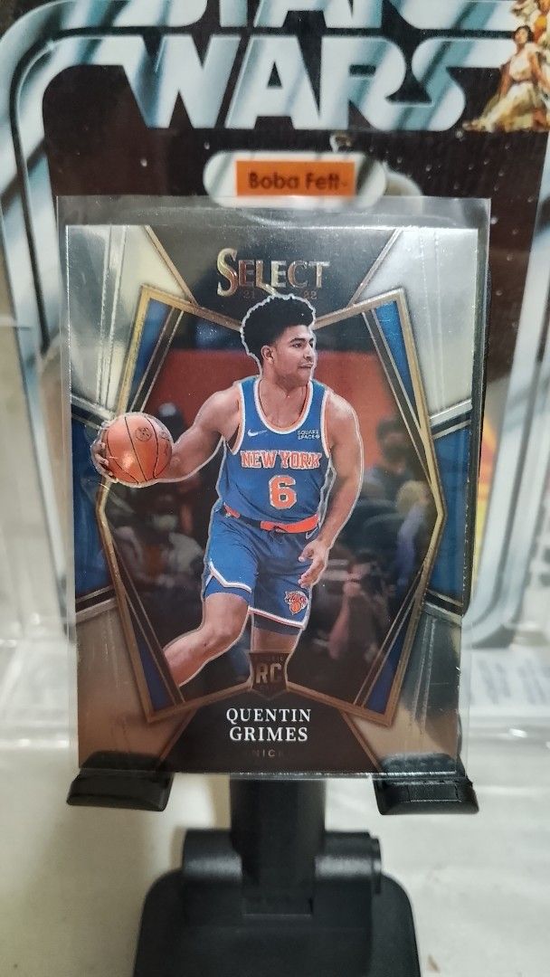 2021-22 Select Quentin Grimes RC #216 Knicks (Category: Raw Singles) located in Quezon City. Submitted by collectorstherapy (Listing ID 1449238060, Image 1). Description: - 2021-22 Select Basketball Card - Features Quentin Grimes - Rookie Card (RC) - New York Knicks player - Card is in a protective sleeve - Excellent addition to any basketball card collection.