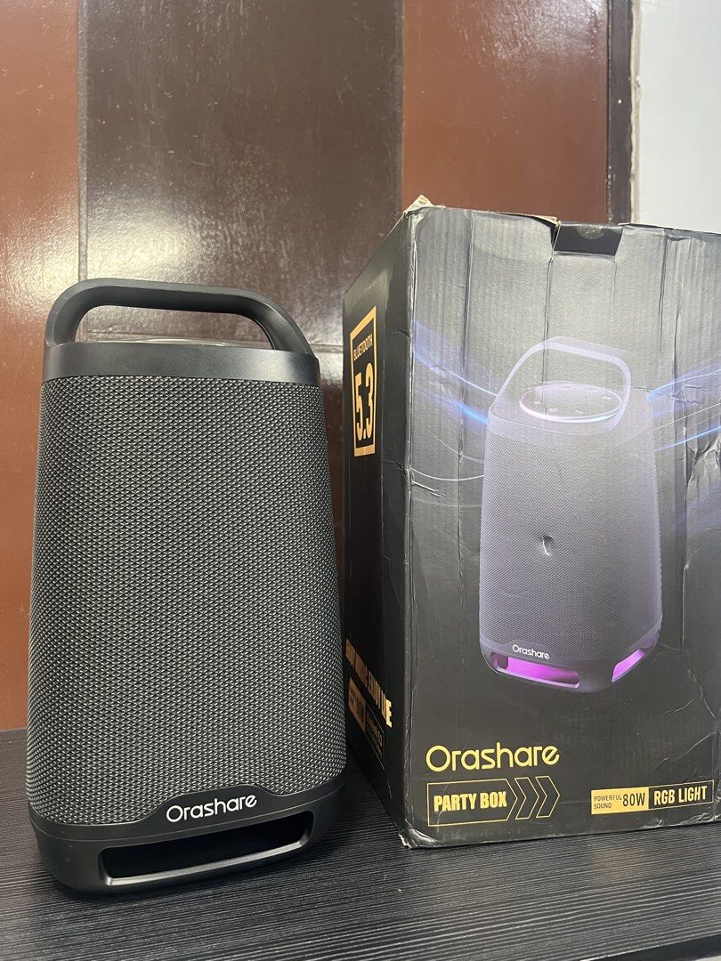 80W ORASHARE PART BOX (Category: Soundbars, Speakers & Amplifiers) located in Cavite. Submitted by zenocean.57 (Listing ID 1449248993, Image 1). Description: -80W Orashare Portable Bluetooth Speaker -Karaoke Speaker.