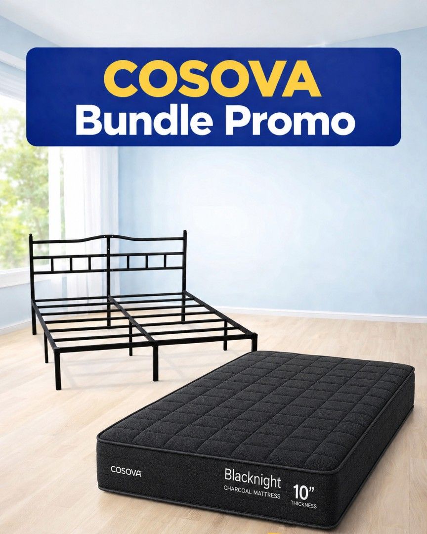 AFFORDABLE BUNDLE SET BEDFRAME PLUS MATTRESS (Category: Bed Frames & Mattresses) located in Tanza. Submitted by mheanne_111711 (Listing ID 1449131887, Image 2). Description: 💙 Save More with the COSOVA Bundle Set! Why buy separately when you can get a premium mattress + durable bed frame in one affordable bundle? ✨ More savings ✨ More comfort ✨ More value 👉 Swipe to see what's included! 📩 Message us today for prices. 🚚 FREE Delivery 💵 COD | 
