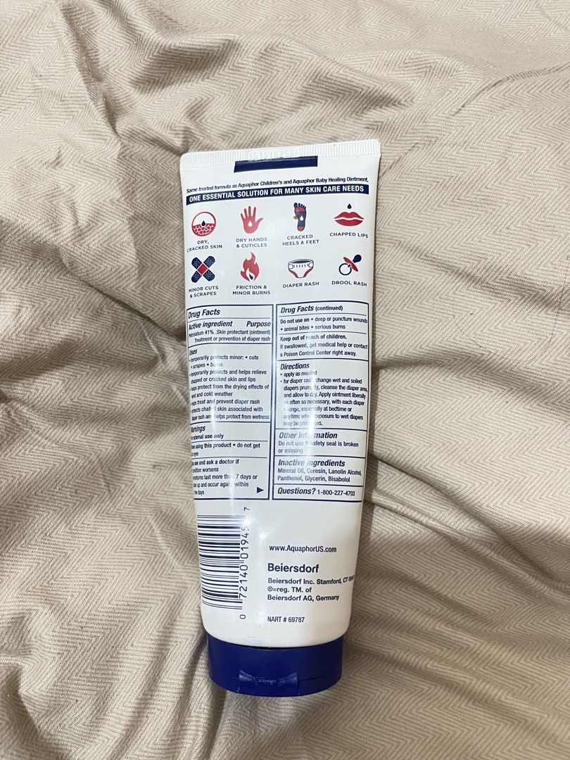 Aquaphor Advanced Therapy Healing Ointment 7 oz (Category: Body Care) located in Manila. Submitted by alecs1319 (Listing ID 1449260370, Image 2). Description: Aquaphor Healing Ointment 198g – 70% Left Selling my Aquaphor Healing Ointment (198g). Still has around 70% product left and has been stored properly. Details: Size: 198g Condition: Used Remaining: Approximately 70% Authentic RFS: Decluttering / No longer using it..