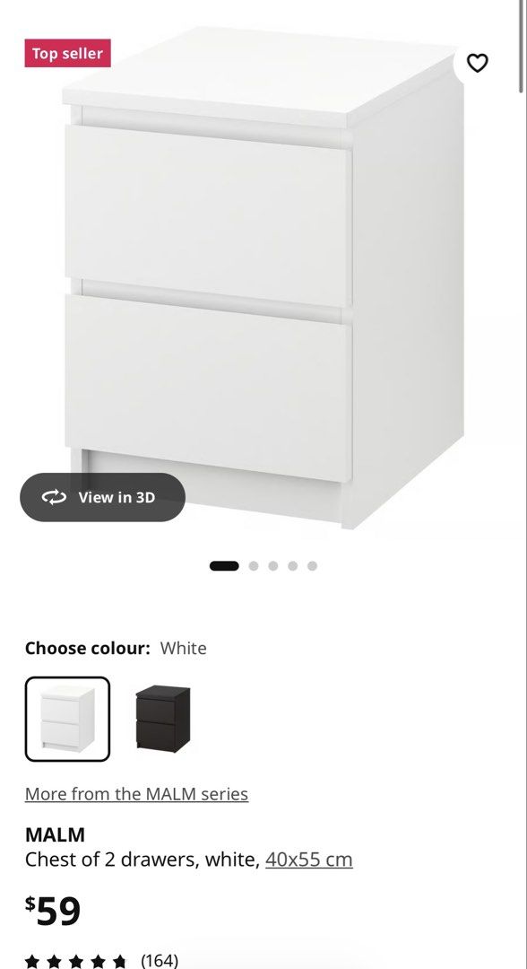 Bedside table (Category: Tables & Sets) located in Singapore. Submitted by tl.ssssss (Listing ID 1449122283, Image 1). Description: Brand new bedside table White - $30 Black brown - $45 Get both at $60 Self collection at Tampines .