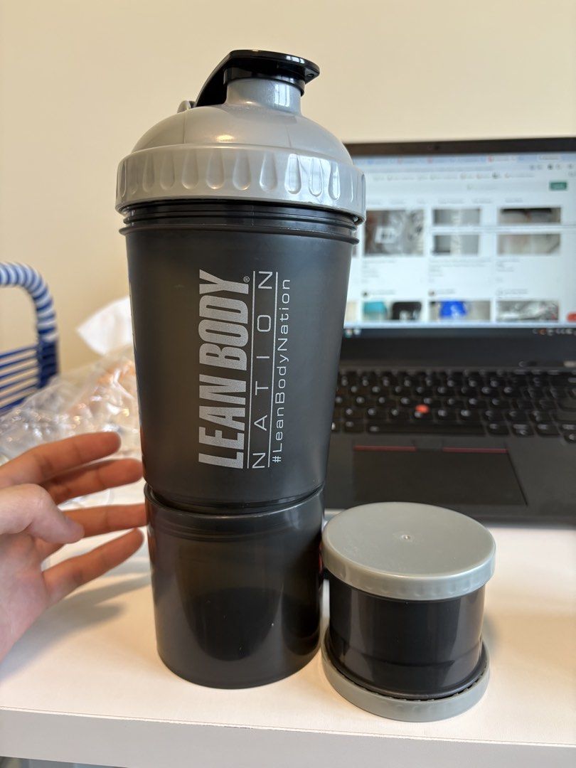 BNIB Lean Body Nation protein Shaker Bottle with Storage Compartments