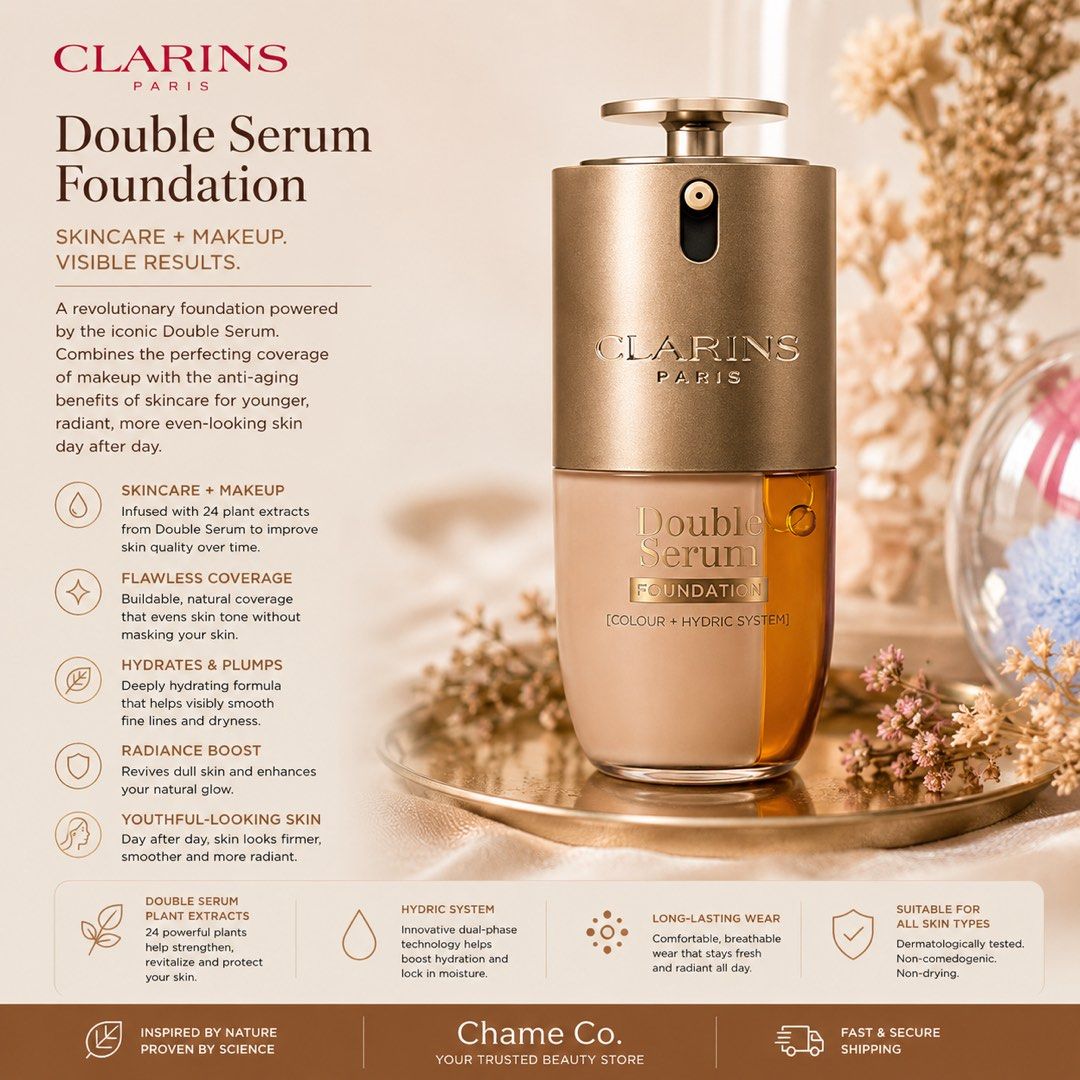 CLARINS Double Serum Makeup Liquid Foundation 0.9ml Sample Sachet (Category: Makeup) located in Kuala Lumpur. Submitted by chame.beauty (Listing ID 1449293556, Image 2). Description: 💰 RM8 PER PIECE; RM15 FOR 2 PCS !💥 ✨ Shade as below; 💐 L2C - 1pc available 💐 L4C - 2pcs available 💐 L4N - 2pcs available 💐 L5N - 2pcs available 💐 L6C - 2pcs available 💐 L6N - 4pcs available 💐 L6W - 2pcs available 💐 M1W - 🚫 SOLD OUT 🚫.