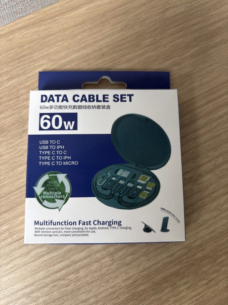 Data Cable Set (Category: Chargers & Cables) located in Singapore. Submitted by hannafat (Listing ID 1449119871, Image 1). Description: White color, brand new. Mailing at additional $.