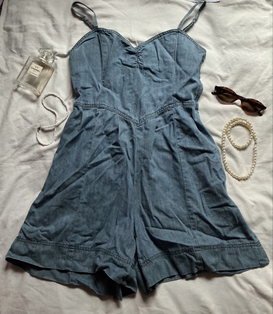 Denim Romper Aesthetic Simple Everyday Chic Minimalist Summer (Category: Rompers) located in Manila. Submitted by jysclutters (Listing ID 1449195384, Image 1). Description: .