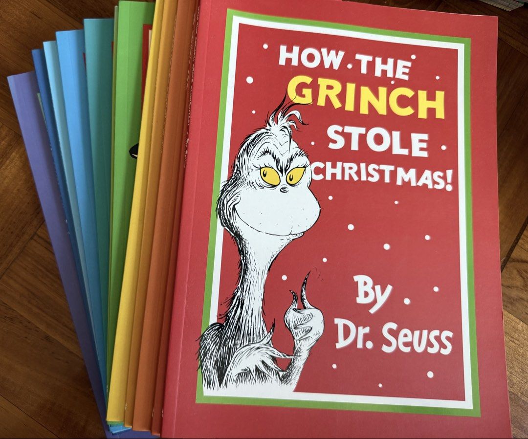Dr. Seuss Book Collection - How the Grinch Stole Christmas & More 英文故事書 ～1 套12本（新舊如圖） 放工時間荃灣/香港站交收 （分類：兒童書籍）位於 Hong Kong。 由 j.kam 提交（商品編號 1449189203，圖片 1）。簡介： Selling a set of Dr. Seuss books. Includes 'How the Grinch Stole Christmas!', 'The Cat in the Hat', 'Green Eggs and Ham', and many other classics. Great for kids and collectors. Rainbow spine design.。