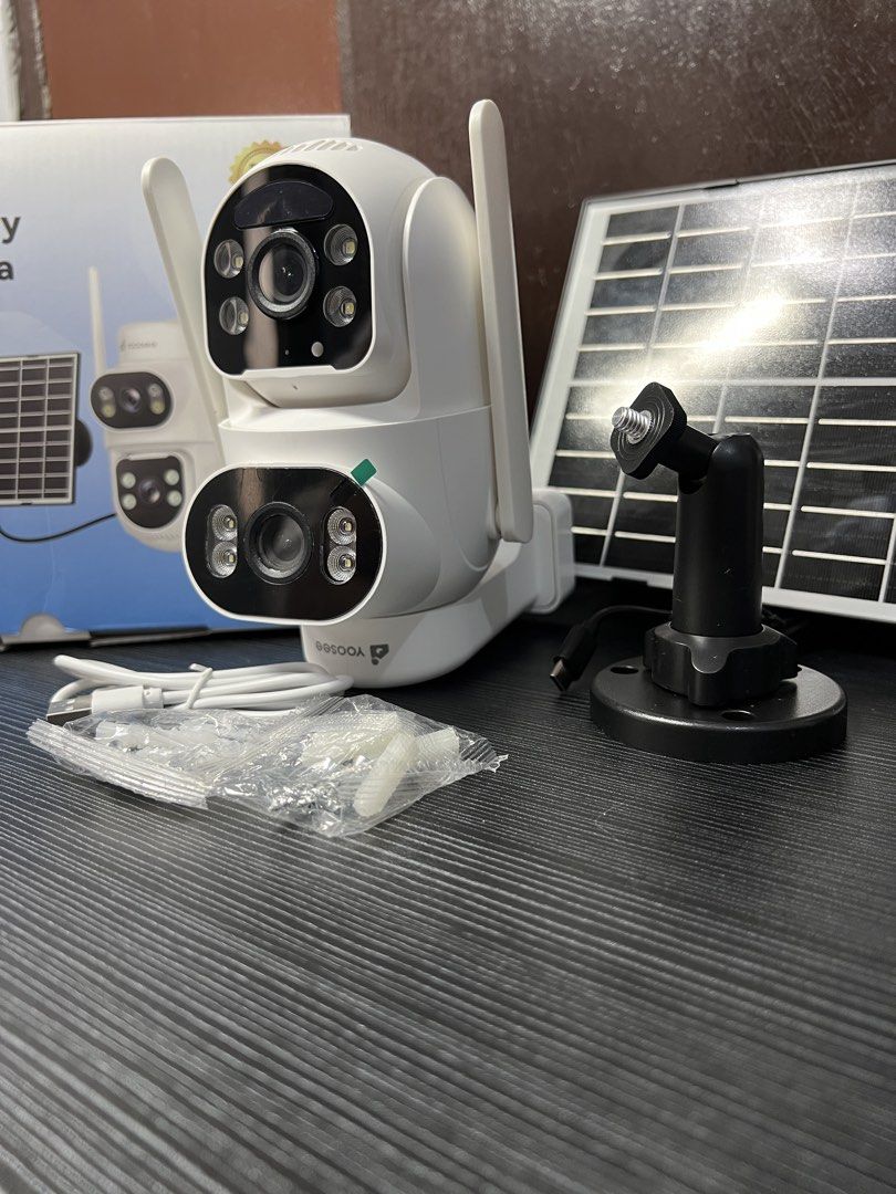 Dual Lens Solar CCTV Security Camera (Category: Security Systems & CCTV Cameras) located in Cavite. Submitted by zenocean.57 (Listing ID 1449260204, Image 1). Description: - Dual lens - 4G/8MP - Solar Powered Security Camera - Waterproof.