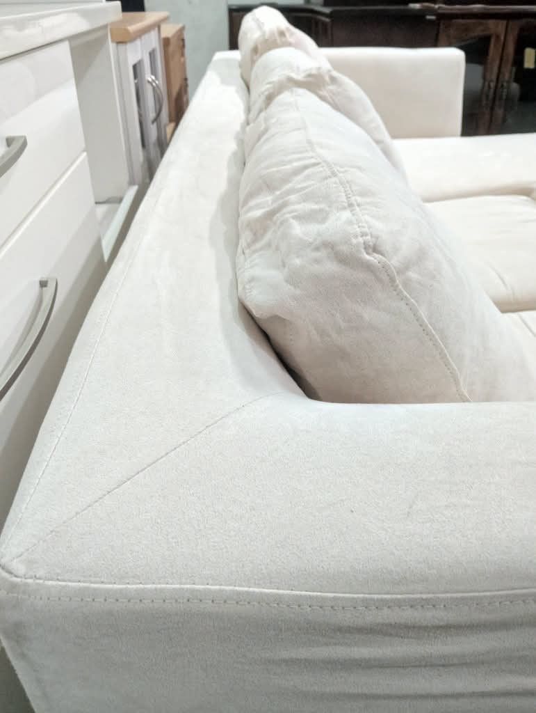 FS: L TYPE SOFA *washable cover *solid wood frame, soft foam, fabric cover (Category: Sofas) located in Manila. Submitted by Hezcki (Listing ID 1449207630, Image 3). Description: - L-type sofa - Solid wood frame - Soft foam cushioning - Fabric cover - Washable cover for easy cleaning - Ideal for living spaces.