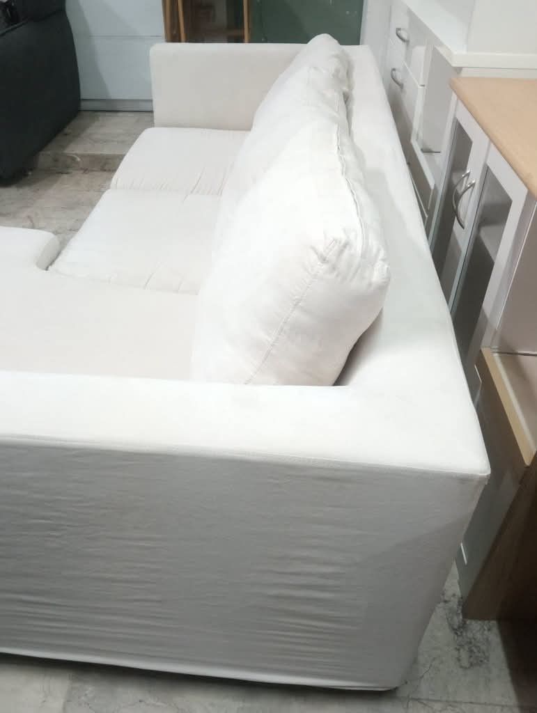 FS: L TYPE SOFA *washable cover *solid wood frame, soft foam, fabric cover (Category: Sofas) located in Manila. Submitted by Hezcki (Listing ID 1449207630, Image 2). Description: - L-type sofa - Solid wood frame - Soft foam cushioning - Fabric cover - Washable cover for easy cleaning - Ideal for living spaces.