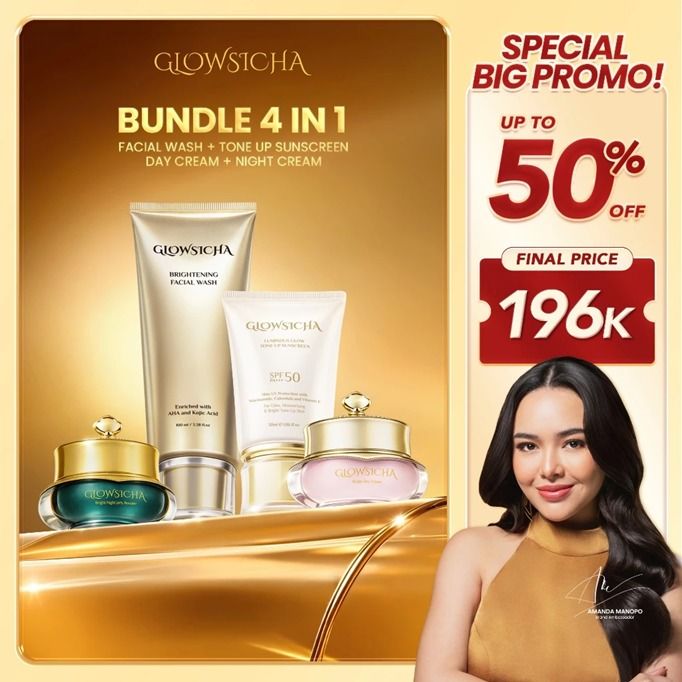 Glowsicha Bundle 4in1 Facial Wash + Night Jelly Booster + Day Cream + Sunscreen (Kategori: Kulit, Sabun & Tubuh) berada di Jakarta Barat. Dikirim oleh bismillah.store (ID iklan 1449230014, Gambar 1). Deskripsi: .....NEW ARRIVAL PROMOTION PRODUCT..... - Produk Dijamin Original - Produk Dijamin Sesuai Gambar - Seller Amanah, terbuka buat diskusi mengenai barang dan pemesananan - Jika seller slow respon hubungi nomor tertera di bio ya - Proses Order