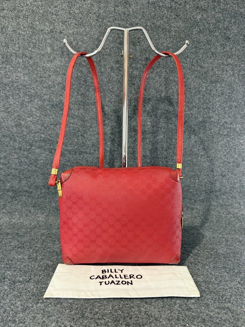 GUCCI MICRO GG MONOGRAM RED CROSSBODY BAG (Category: Luxury Bags & Wallets) located in Taguig. Submitted by billsanity (Listing ID 1449261937, Image 2). Description: ⚠️ READ THE DESCRIPTION AND CHECK ALL PICS BEFORE INQUIRING ⚠️ ⚠️GRAB IT BEFORE IT’S GONE⚠️ ⚠️MINE MO NA BAKA MAUNAHAN KA PA MAGSISI KA PA ⚠️ GUCCI MICRO GG MONOGRAM RED CROSSBODY BAG 💯💯💯 Money back guaranteed Rank AB Used but in presentable condition Bawal sa maarte! Selling low 
