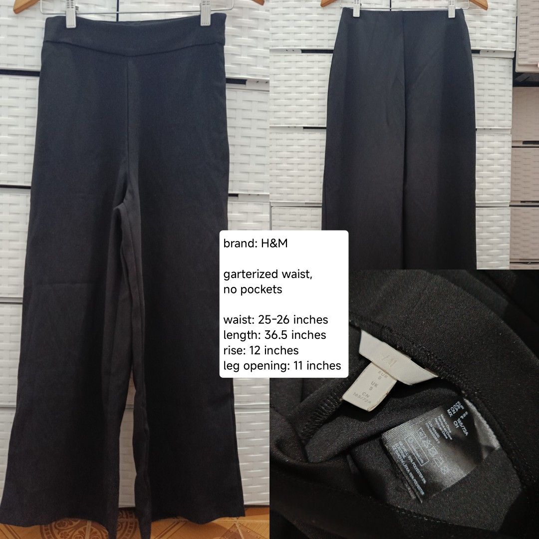 H&M wide leg trousers (Category: Other Bottoms) located in Quezon City. Submitted by wornthisway_ (Listing ID 1449121578, Image 3). Description: 380 pesos each, both for 700 pesos ‼️2nd & 3rd pic - sold ‼️ rfs decluttering.