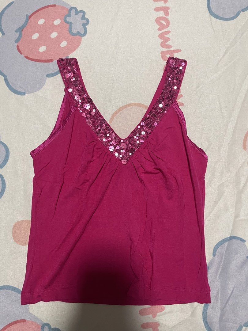 Hot Pink Vintage Sequin Tank Top (Category: Sleeveless) located in Caloocan City. Submitted by chraefm (Listing ID 1449279351, Image 1). Description: - Versatile: great for nights out or casual days - Easy to pair with jeans or a skirt price is firm. will keep if not sold.