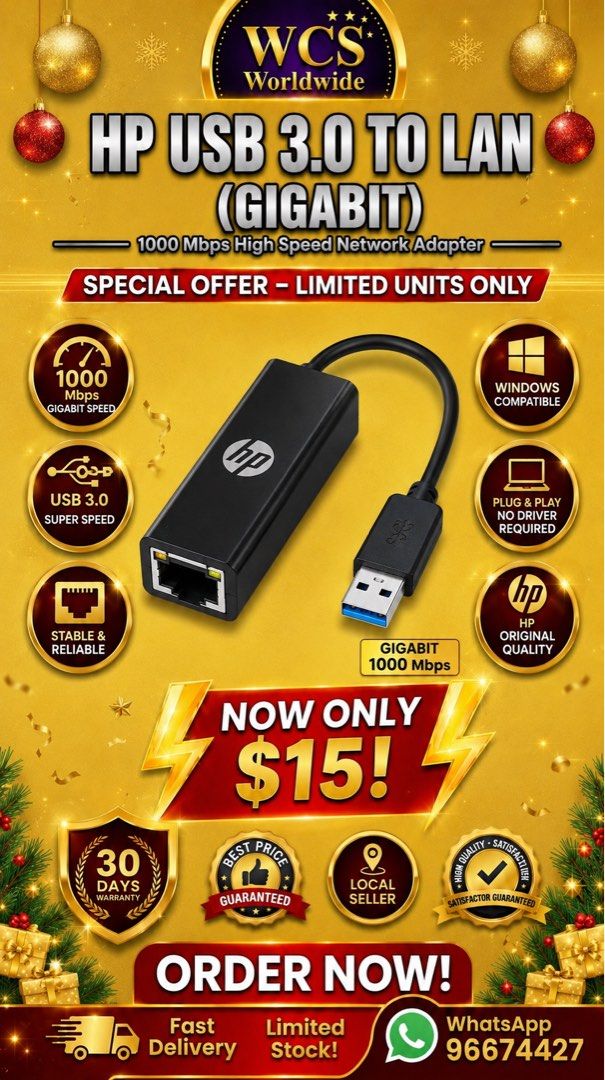 HP USB 3.0 to LAN Gigabit Network Adapter