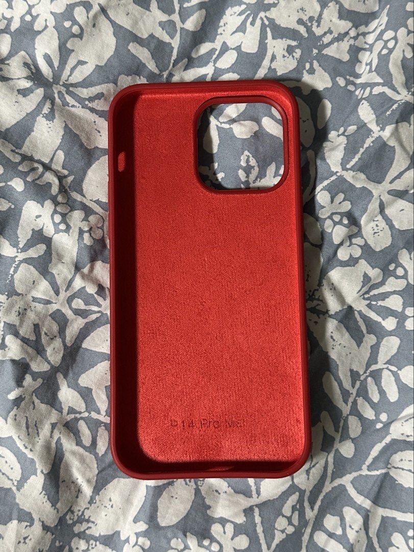 Iphone 14 Pro Max Silicone Phone Case (Red) (Category: Cases & Sleeves) located in Pasig City. Submitted by ch.collection (Listing ID 1449212688, Image 2). Description: In good condition. No issues. Slightly used..