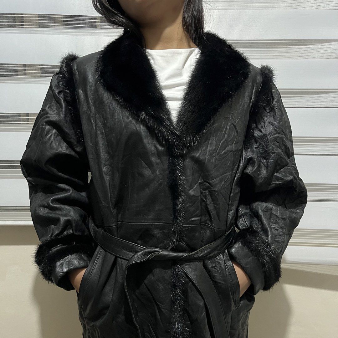 Japanese Womens Leather Jacket with fur (Category: Coats, Jackets and Outerwear) located in Marikina City. Submitted by wayupcollective (Listing ID 1449174978, Image 2). Description: Japanese Womens Leather Jacket with fur Genuine leather Size XL Excellent condition Signs of usage Flaw: tear up leather parts No flaws Measurement Length: 32” Width: 22” Shoulder:22” Sleeve:21” Chest: 15” Waist:21” Sleeve hem: 11” Hem: 23”.