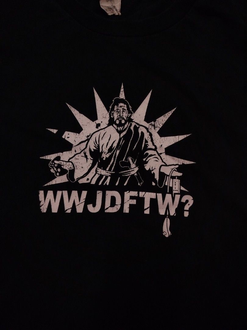 Jesus with Gun Humor Tee (Category: Tshirts & Polo Shirts ) located in Quezon City. Submitted by rorshack (Listing ID 1449318834, Image 3). Description: 22 WIDTH 30 LENGTH 1 STICKHOLE.