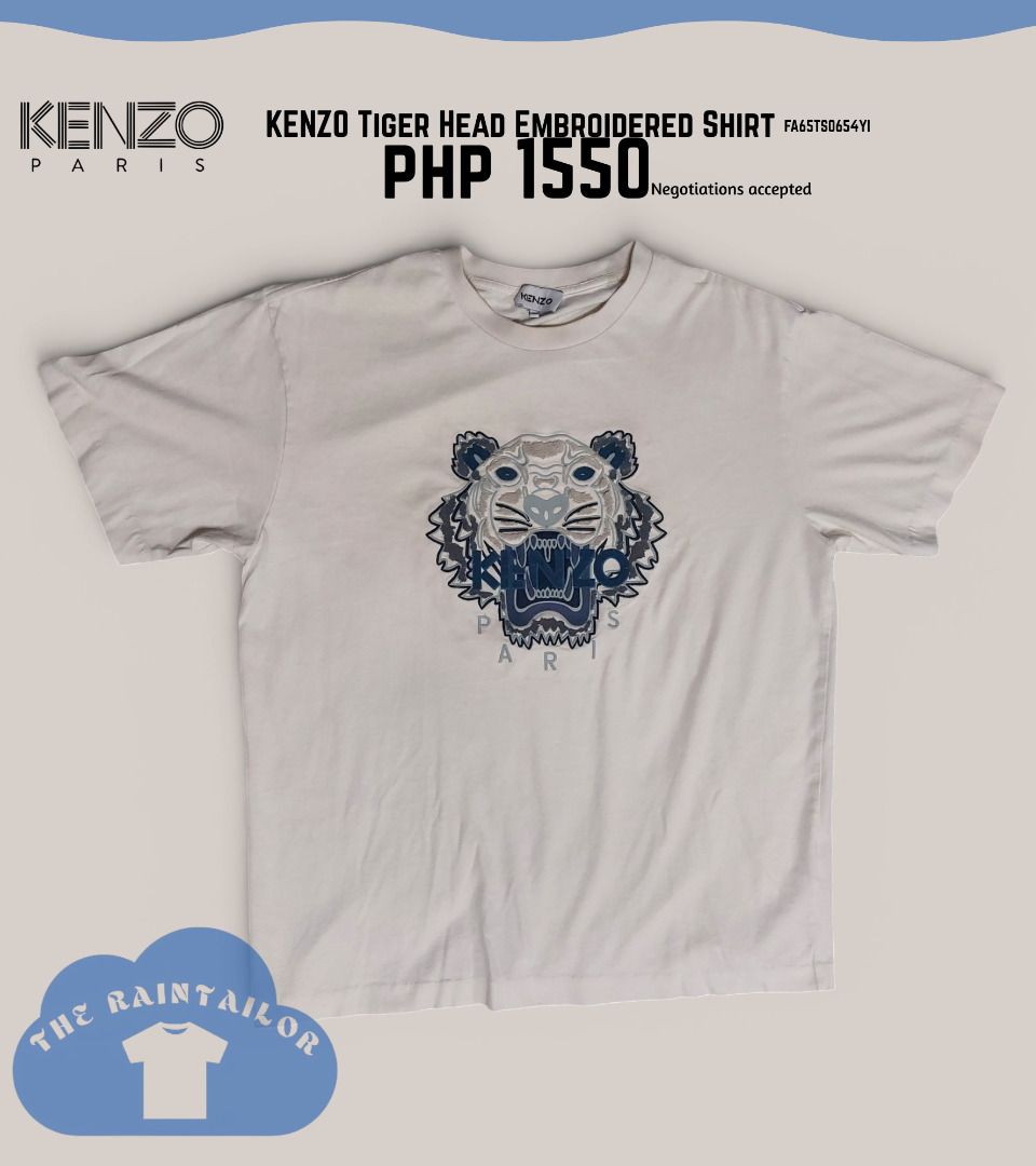 KENZO Tiger Head Embroidered Shirt (Category: Tshirts & Polo Shirts ) located in Baguio. Submitted by theraintailor (Listing ID 1447550454, Image 1). Description: KENZO Tiger Head Embroidered Shirt Authentic Slightly Used, Overall Good Condition Made in Portugal Flat Measurements: Chest Width (All around): 43 Inches Length: 27 Inches Payment Methods: Gcash or Maya Shipping Method: J&T Shipping Fee will be paid by buyer .