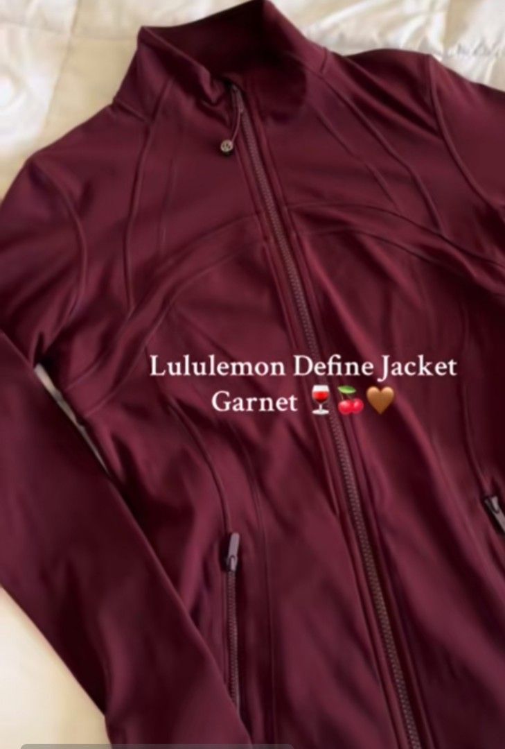 LF Lululemon Define Jacket in either Black Plum, Garnet, Deep Ruby (Category: Activewear) located in Manila. Submitted by justonemor27277 (Listing ID 1449227994, Image 2). Description: I will not be entertaining transactions that were not made and you will be blocked. My budget is 2k below po can't exceed because I'm only a student 🥹☝🏻 Size M can do cropped or not.