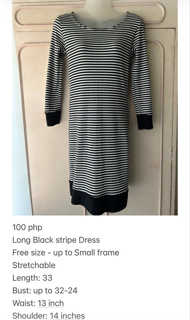 Long Black Stripe Dress Free Size Stretchable (Category: Dresses) located in Bulacan. Submitted by kaidabu (Listing ID 1449297067, Image 1). Description: Shipping: JNT/LBC/Lalamove .