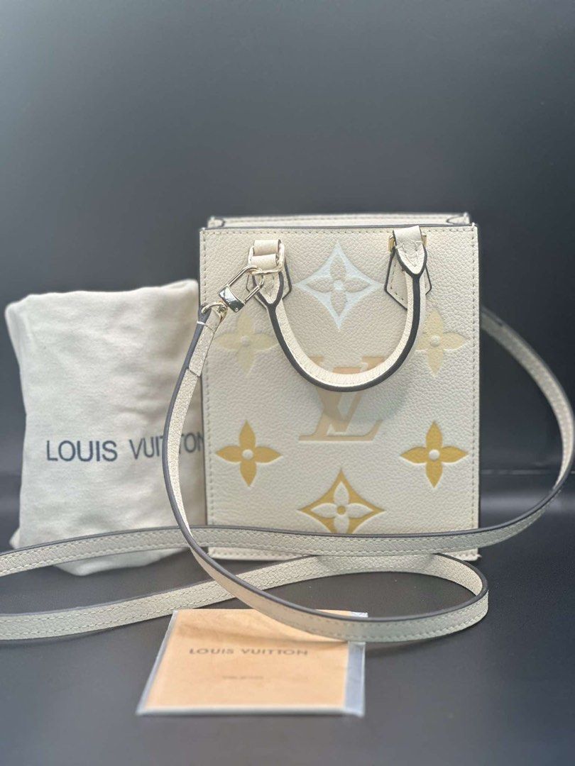 Louis Vuitton Monogram Empreinte Nano Speedy Bag (Category: Luxury Bags & Wallets) located in Midsayap. Submitted by bagski (Listing ID 1449325826, Image 1). Description: - Louis Vuitton Nano Speedy bag - Color: Creamy white with yellow and beige monogram empreinte - Hardware: Gold - Strap: Adjustable, for crossbody wear - Interior: Card slot - Includes: Dust bag and care card - Ideal for carrying essentials.