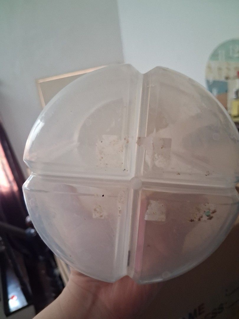 Make room and more brand Clear Plastic Storage Container with Lid (Category: Storage Boxes & Baskets) located in Dasmarinas. Submitted by theminimalisttryon (Listing ID 1449324973, Image 2). Description: canister from make room and more - Clear plastic storage container - Round lid with a convenient handle - Features four internal sections for organization - Ideal for storing small items like craft supplies, hardware, or accessories - Shows some 