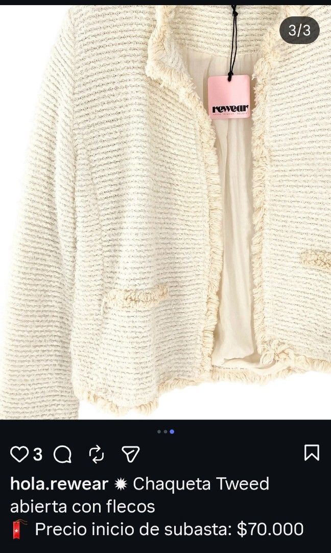 Mango Cream Suit Jacket Cotton (Category: Coats, Jackets and Outerwear) located in Shah Alam. Submitted by imbrandlover (Listing ID 1448319431, Image 2). Description: - Mango Basics cream textured jacket - Features fringe details on hem and pockets - Fully lined for comfort 70%cotton, liner also cotton Inside collar helm slightly discolored kept long 1st 2 pics not mine #mangoblazer #mngblazer.