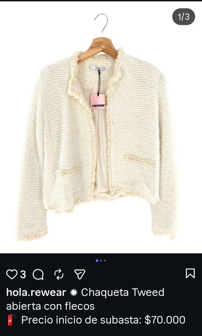 Mango Cream Suit Jacket Cotton (Category: Coats, Jackets and Outerwear) located in Shah Alam. Submitted by imbrandlover (Listing ID 1448319431, Image 1). Description: - Mango Basics cream textured jacket - Features fringe details on hem and pockets - Fully lined for comfort 70%cotton, liner also cotton Inside collar helm slightly discolored kept long 1st 2 pics not mine #mangoblazer #mngblazer.