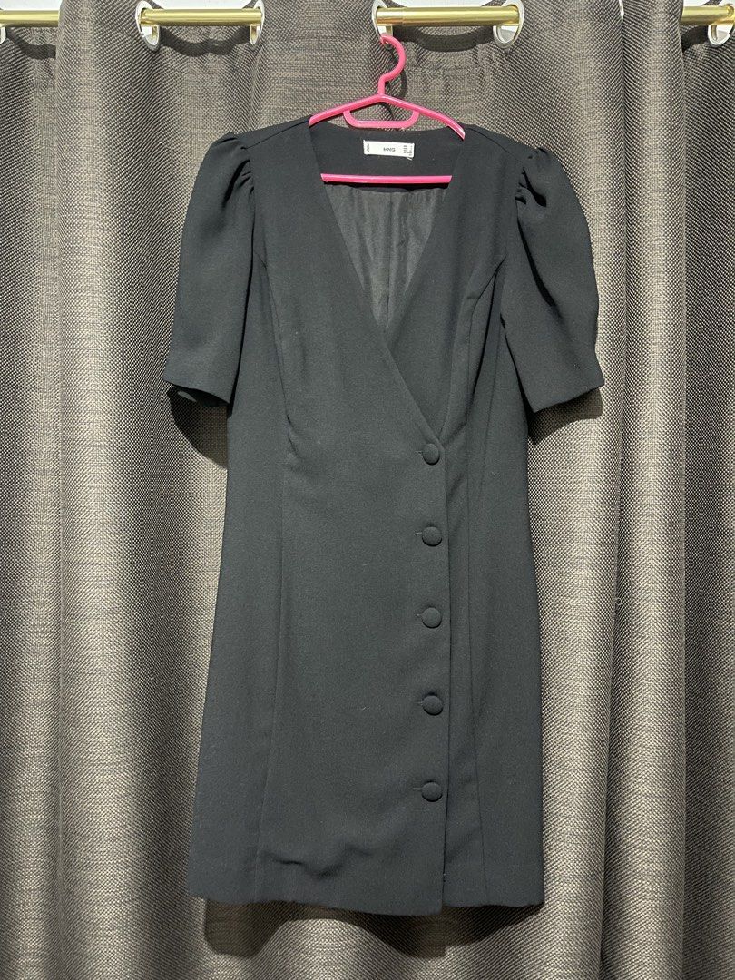 Mango Black Puff Sleeve Button Down Wrap Dress (Category: Dresses) located in Mandaluyong City. Submitted by blzstr (Listing ID 1449279719, Image 3). Description: - MNG black dress - Puff short sleeves - Button down detail - V-neckline with wrap-style front - Versatile - used once - small but fits small-med.