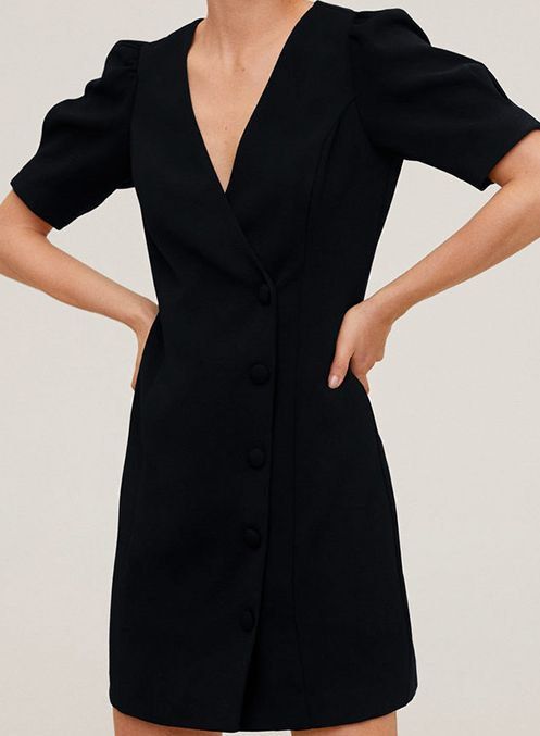Mango Black Puff Sleeve Button Down Wrap Dress (Category: Dresses) located in Mandaluyong City. Submitted by blzstr (Listing ID 1449279719, Image 2). Description: - MNG black dress - Puff short sleeves - Button down detail - V-neckline with wrap-style front - Versatile - used once - small but fits small-med.