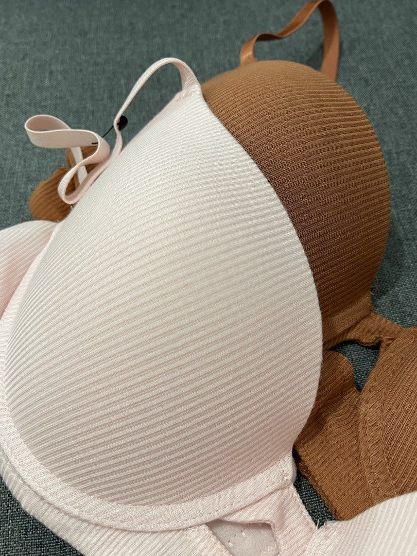 Marilyn Monroe 36C Ribbed Bra Set - Pink & Brown (Category: Undergarments & Loungewear) located in Cavite. Submitted by sjlav (Listing ID 1449145998, Image 3). Description: - Bundle, Set of 2 Marilyn Monroe bras Super Soft - Light Lift Bra - Size: 36C - Colors: Light Pink and Rust Brown - Features: Ribbed texture, adjustable straps - Condition: New - Perfect for everyday wear -bought from UK.
