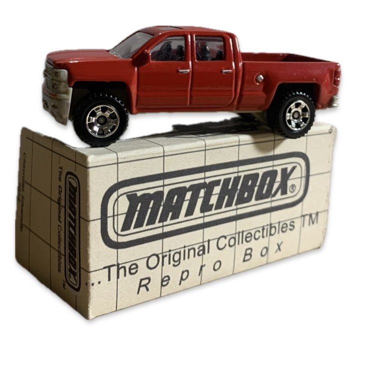 Matchbox Chevrolet Silverado 2014 MBX (Category: Vehicle & Diecast Models) located in Mandaue City. Submitted by maxguiller89260 (Listing ID 1449316136, Image 2). Description: Red 2014 Chevrolet Silverado Matchbox diecast truck 1:64 1500 1166 MJ 1 NL Thailand Pricing is for one unit only as appraised on die cast markets, box is just for props. Asking Price is for unit alone, the box is just for props, a reproduction for aesthetics not part of sal