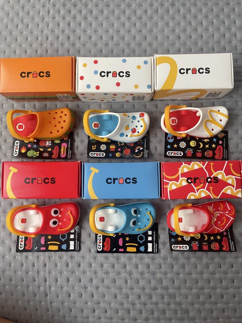 Mcdonalds Happy Meal Crocs (Category: Babies & Kids Fashion) located in Manila. Submitted by rawrrrrrr267910 (Listing ID 1449235765, Image 1). Description: Brand new never been used Complete with stickers and crepe paper selling as a set.